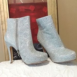 Lauren larraine silver glitter rhinestone sexy ankle boots